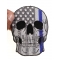 Police Skull Blue line US Flag Patch Blue Stripe American Flag Skull Police Patch, Skull Patches shown on hand for size comparison