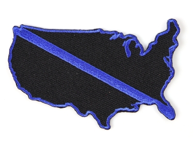 Blue Line US Map Police Patch