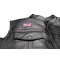 Small Great Britain Flag Patch - 2x1.25 inch. Embroidered Iron on Patch shown on leather vest