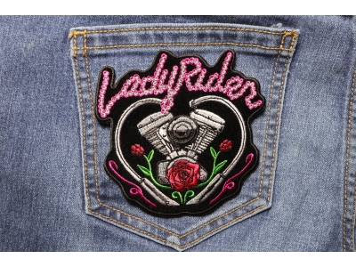 Lady Rider Chain Engine Rose Patch