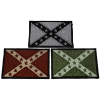 3 Subdued Rebel Flag Patches Brown Gray Green