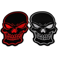 Black and Red and White Large Skull Back Patches set of 2