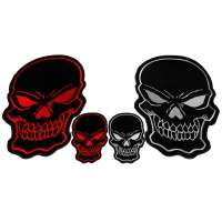 Black and White and Red Skulls Small and Large Set of 4 Patches