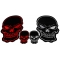 Black and White and Red Skulls Small and Large Set of 4 Patches