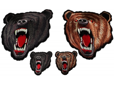 Brown and Black Bears Small and Large Set of 4 Patches