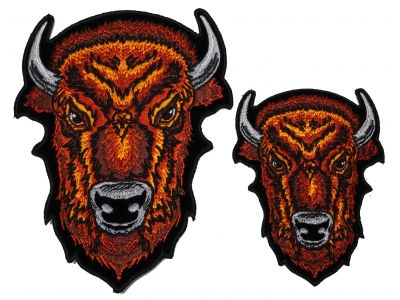 Brown Buffalo Head Small and Medium set of 2 Patches