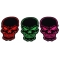 Colorful Black Skulls with Pink Green and Red Embroidery set of 3 Patches