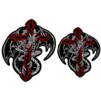 Dragon Skeleton and Cross Small and Medium 2 Piece Patch Set