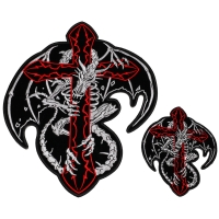 Dragon wrapped around Red Cross Small and Large 2 Piece Patch Set