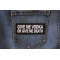 Give me Vodka or Give Me Death Funny Iron on Patch shown on jeans