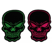 Green and Pink Skulls Set of 2 Patches
