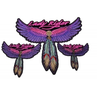 Lady Rider Pink Wings and Feathers Small Medium and Large set of 3 Patches