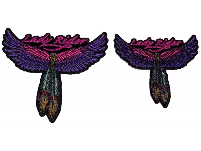 Lady Rider Small and Medium with Pink Wings set of 2 Patches