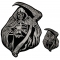 Large and Small Reaper Skull with Sand Clock set of 2 Patches