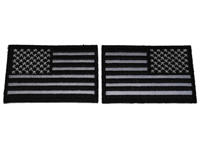 Left And Right Reflective Monochrome American Flag Patches 3 Inches | Embroidered Patches