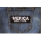 Merica Est 1776 Patch Merica Est 1776 Patriotic Iron on Patch shown on jeans