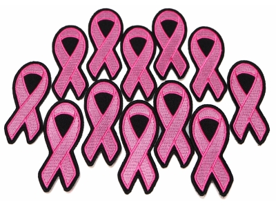 Pack of One Dozen Pink Ribbon Patches in Bulk