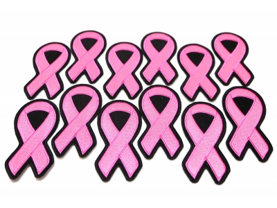 Packet of One Dozen Medium Size Breast Cancer Pink Ribbon Patches in Bulk