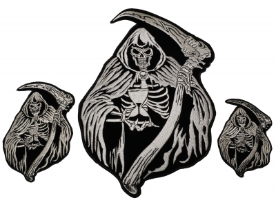 Reaper Skull Small Medium and Large set of 3 Patches