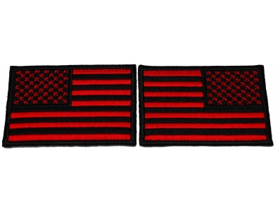Red And Black 3 Inch Left And Right American Flag Patch Set | Embroidered Patches