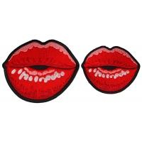 Red Lips Blowing a Kiss Patches small and medium set of 2