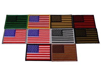 Set of 10 American Flag Patches in Various Colors