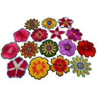 Set of 16 Colorful Pretty Flower Iron on Patches