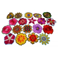 Set of 19 Small 3 inch Embroidered Iron on Flower Patches