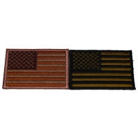 Set of 2 American Flag Patches in Rustic Brown and Green Colors