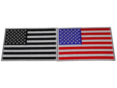 Set of 2 American Flag Patches with Black Border 5 inches