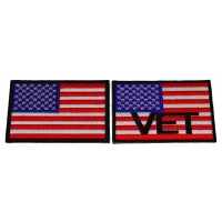 Set of 2 American Flag Patches with Black Borders for Vets