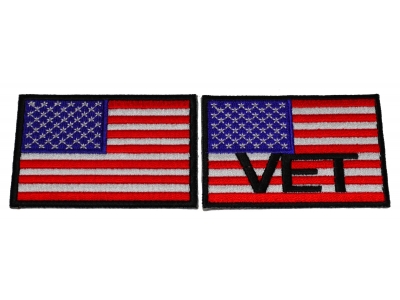Set of 2 American Flag Patches with Black Borders for Vets