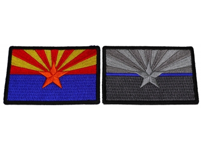 Set of 2 Arizona State Flag Patches in Color and Blue Stripe