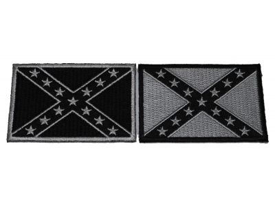 Set of 2 Black and White Rebel Flag Patches