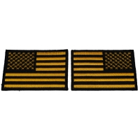 Set of 2 Black and Yellow American Flag Patches in Regular and Reversed