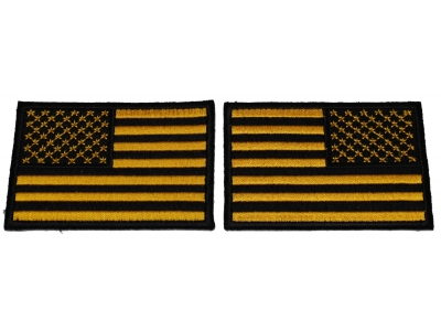 Set of 2 Black and Yellow American Flag Patches in Regular and Reversed