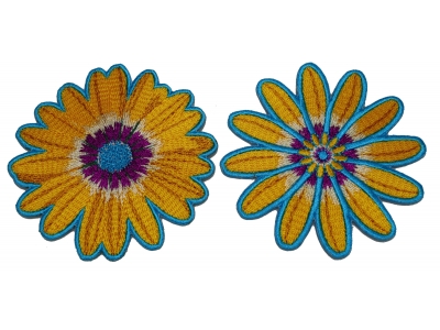 Set of 2 Blue and Yellow Flower Patches