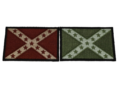 Set of 2 Brown and Green Rebel Flag Patches