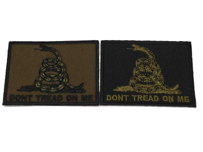 Set of 2 Don't Tread on Me Flag Patches in Army Green