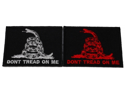 Set of 2 Don't Tread on Me Patches White and Red Embroidery