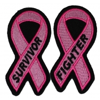 Set of 2 Fighter and Survivor Breast Cancer Pink Ribbon Patches