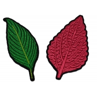 Set of 2 Leaf Patches Autumn and Green Colors