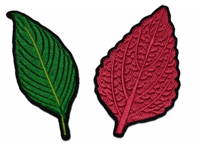 Set of 2 Leaf Patches Autumn and Green Colors