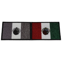 Set of 2 Mexican Flag Patches in Color and Gray