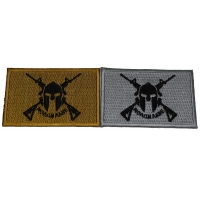 Set of 2 Molon Labe Come and Take it Flag Patches in Gray and Mustard Colors