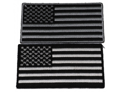 Set of 2 Monochrome American Flag Patches