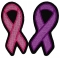 Set of 2 Pink and Purple Ribbon Breast Cancer Patches