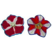 Set of 2 Red White Flower Patches