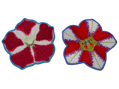 Set of 2 Red White Flower Patches