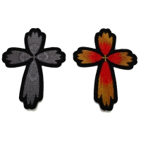 Set of 2 Small Christian Cross Patches in Gray and Color